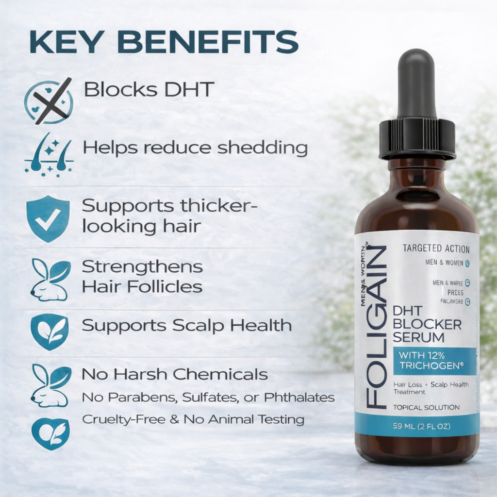 FOLIGAIN Hair Regrowth DHT Blocker Serum with 12% Trichogen