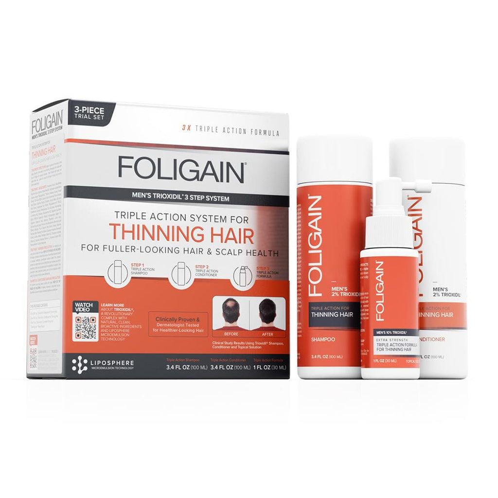 FOLIGAIN Triple Action Hair Care System For Men 3 Piece Trial Set - HairoFOLIGAIN13260