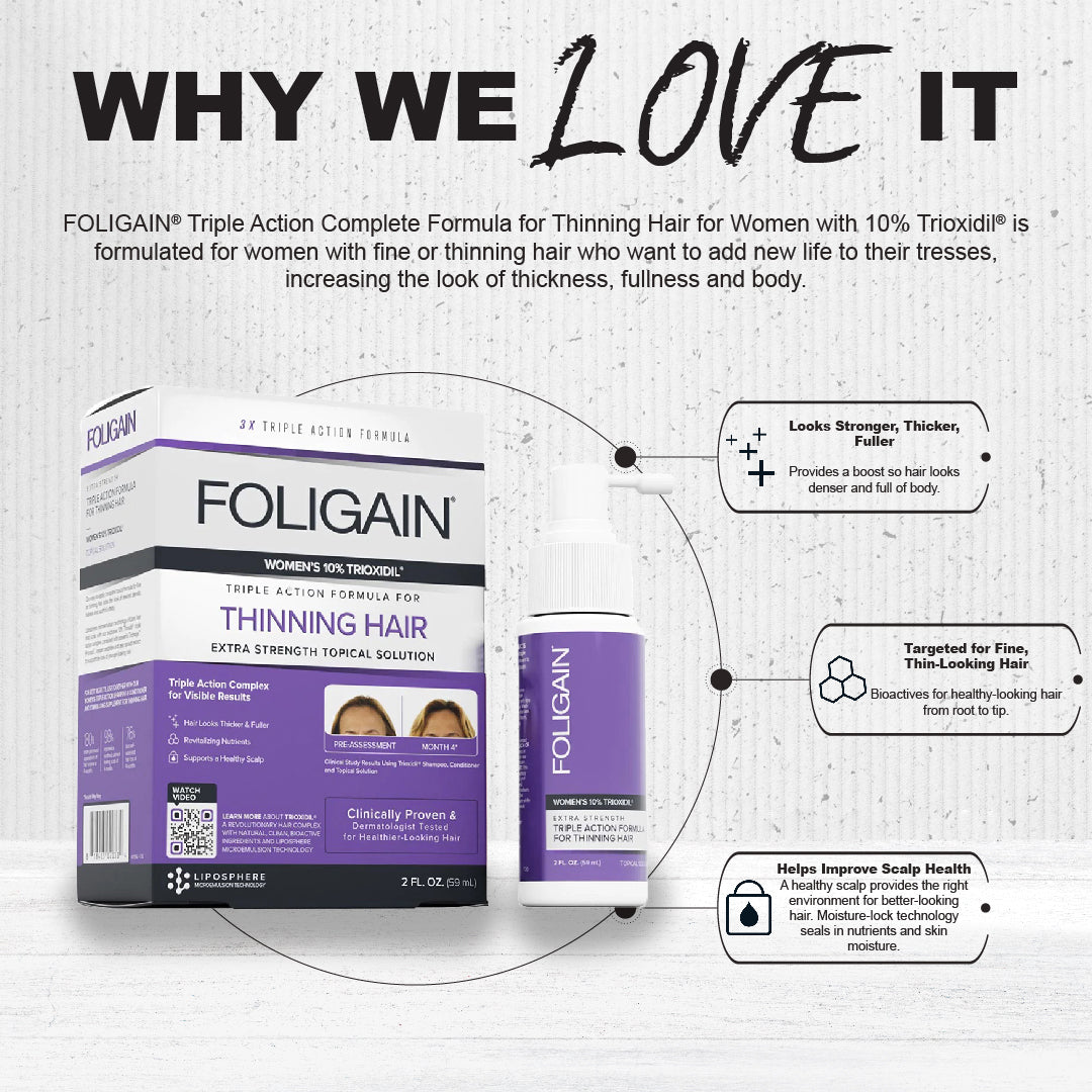 FOLIGAIN Triple Action Complete Formula For Thinning Hair For Women with 10% Trioxidil - 59ml - HairoFOLIGAIN12586
