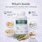 BRIOGOL Hair Loss Supplement Pills - DHT Blocker with Biotin, Saw Palmetto & Zinc (120 Capsules)