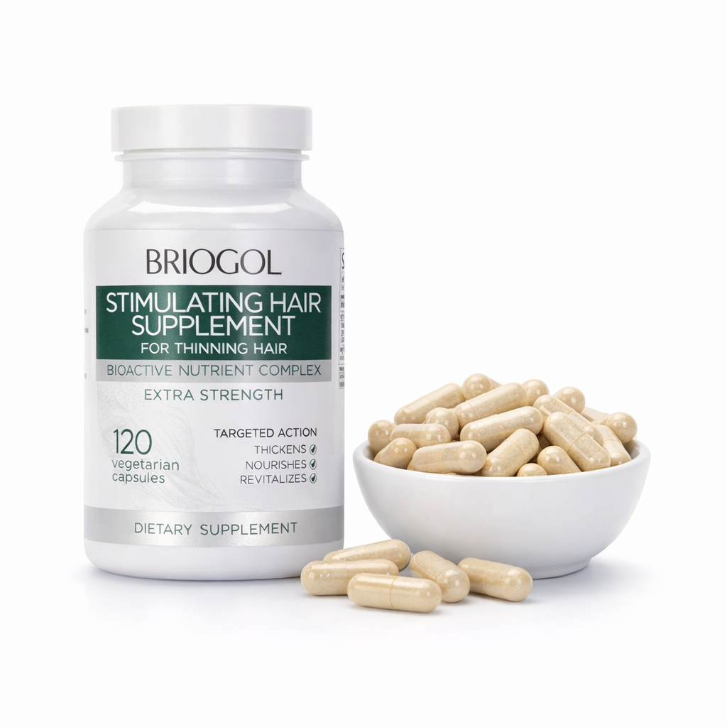 BRIOGOL Hair Loss Supplement Pills - DHT Blocker with Biotin, Saw Palmetto & Zinc (120 Capsules)