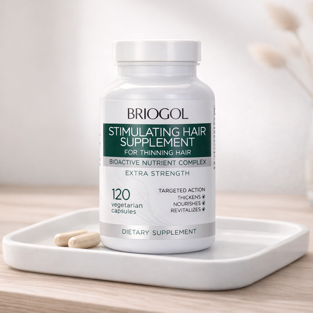 BRIOGOL Hair Loss Supplement Pills - DHT Blocker with Biotin, Saw Palmetto & Zinc (120 Capsules)